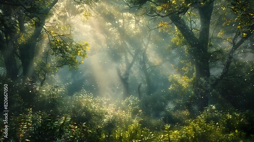 Ethereal Woodland Enchantment - Captivating Interpretation of a Hidden Mystical Landscape