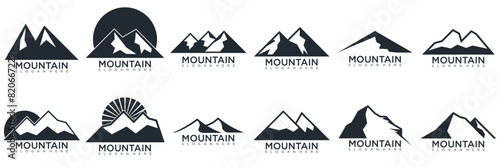 mountain logo design, collection template with luxury concept, icons, emblem, background