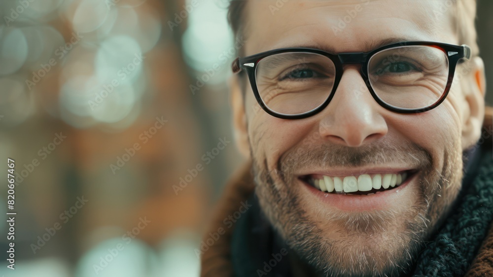 portrait of a smiling attractive man wearing glasses portrait of a smiling attractive man wearing glasses
