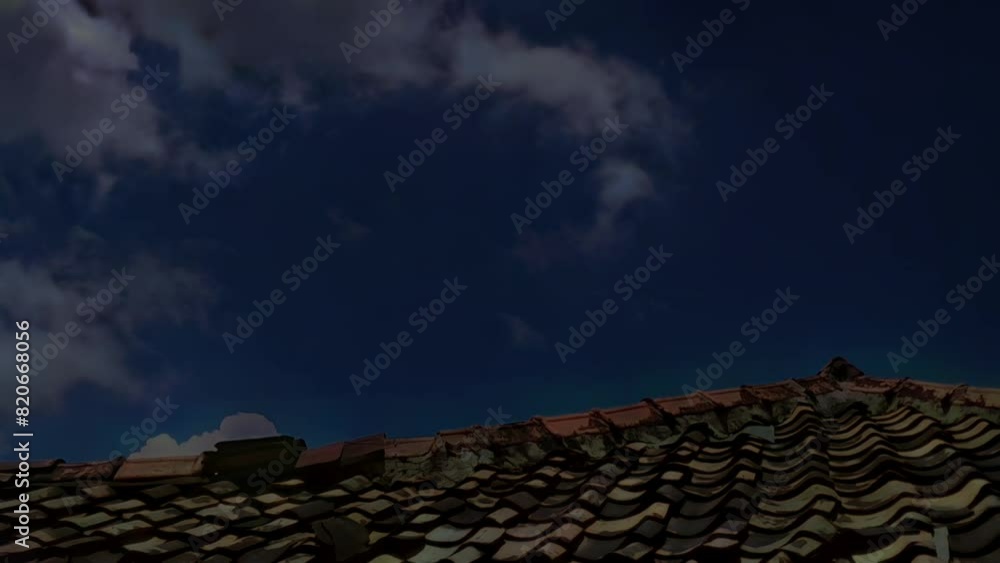 a roof with a sky background and clouds a roof with a sky background and clouds
