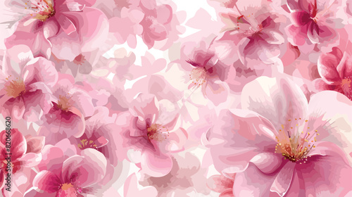 Beautiful pink flowers on white background Vector illustration