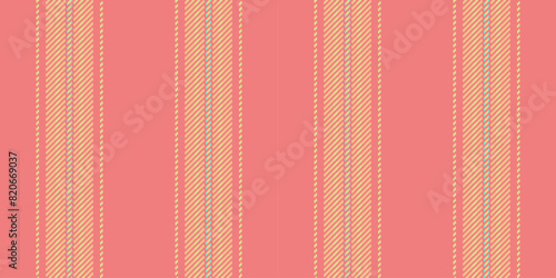 Skirt vertical stripe fabric, merry lines texture background. Front seamless vector textile pattern in light coral and amber colors.