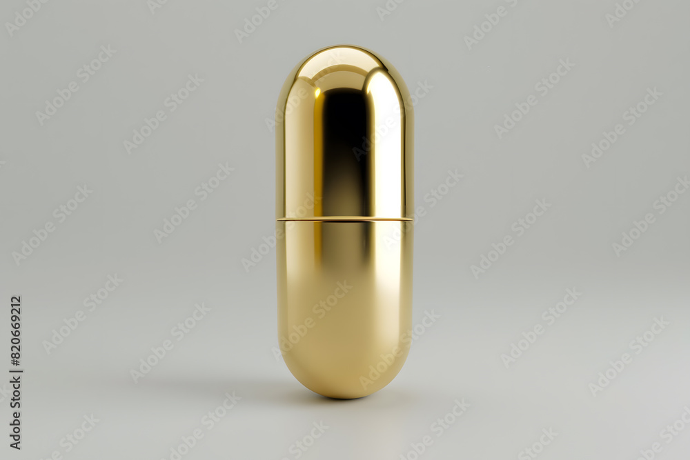 Golden capsule pill isolated on transparent background Golden capsule pill isolated on transparent background