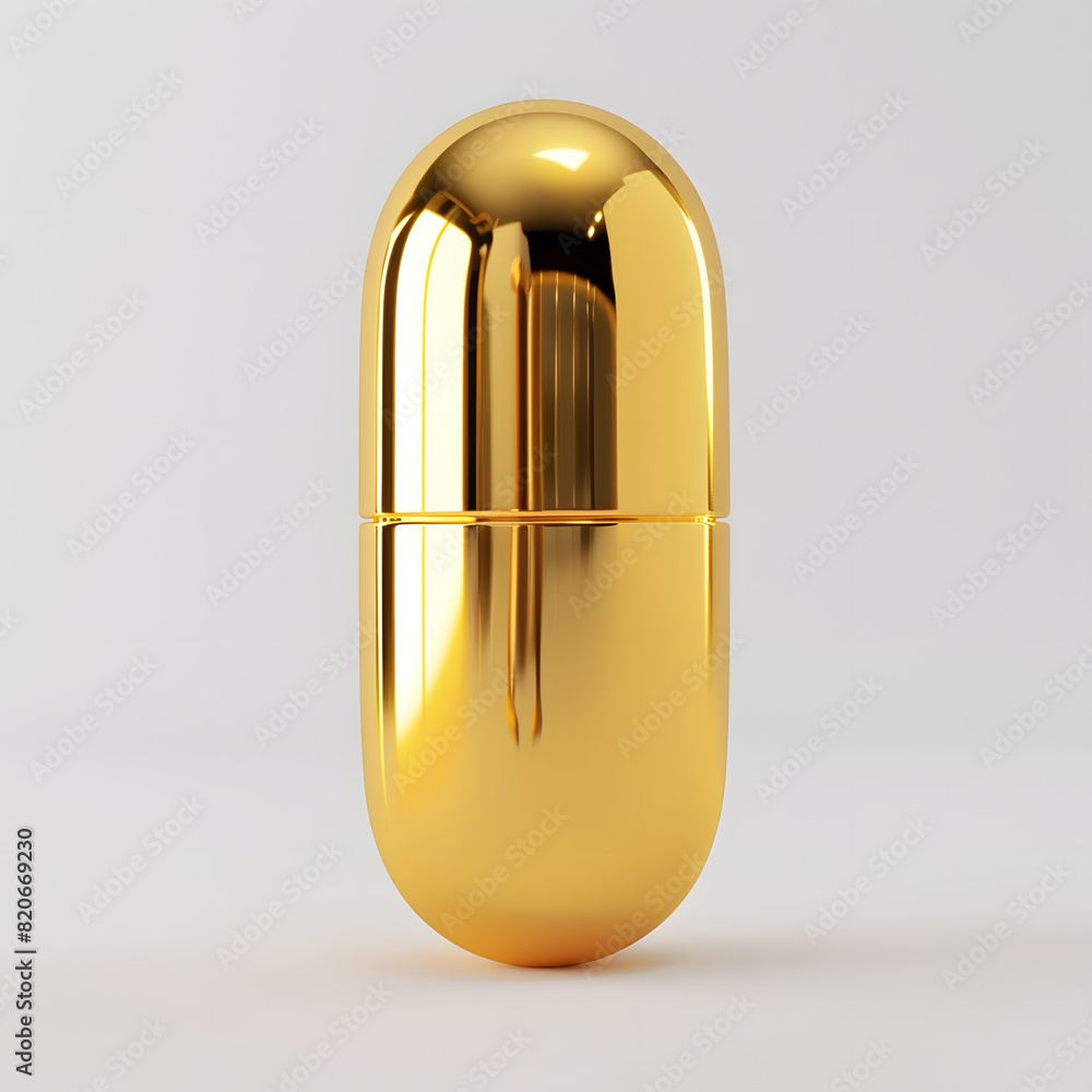 Golden capsule pill isolated on transparent background Golden capsule pill isolated on transparent background
