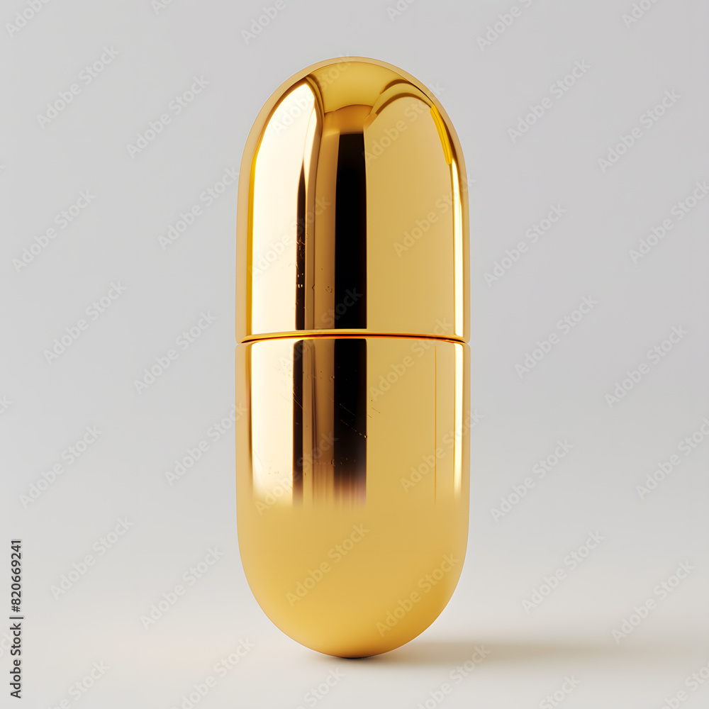Golden capsule pill isolated on transparent background Golden capsule pill isolated on transparent background