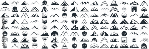  mountain logo design, collection template with luxury concept, icons, emblem, background