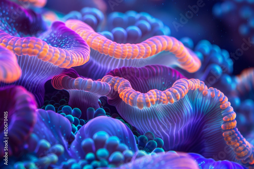 A colorful and vibrant image of a sea creature with purple and orange tentacles © Lidok_L