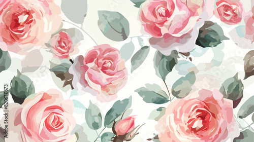 Beautiful rose flower watercolor pattern for background