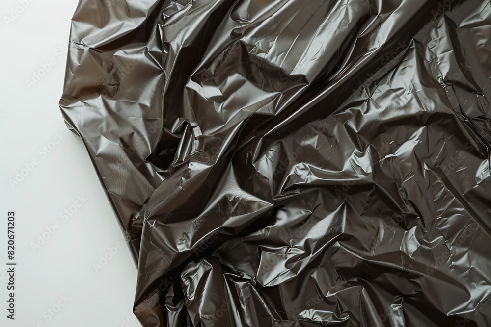 Close-up of a vertical dark brown garbage bag on a white backdrop. Close-up of a vertical dark brown garbage bag on a white backdrop.