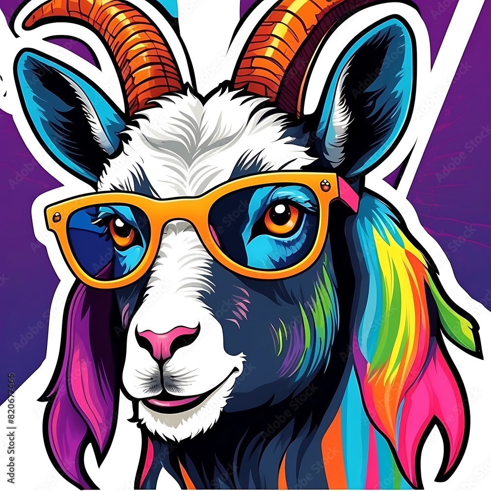 Fototapeta premium goat with sunglasses illustrations