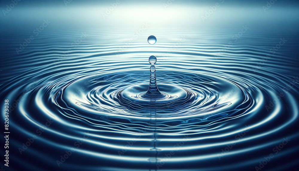 Water drop splash with circular waves. Water drop splash with circular waves.