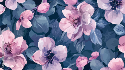 Watercolor flower seamless pattern for background fab photo