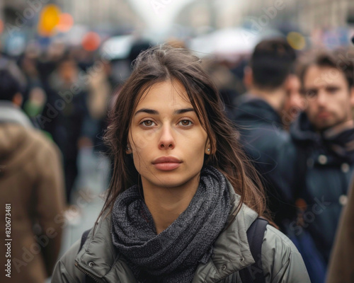 Wallpaper Mural City portrait of a young woman in a crowd of passers-by. AI generative Torontodigital.ca