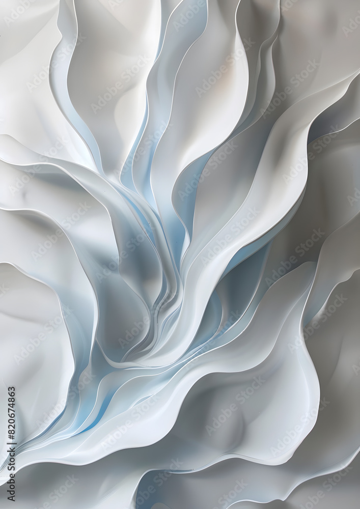 Fototapeta premium White 3d wall art with abstract wave shapes