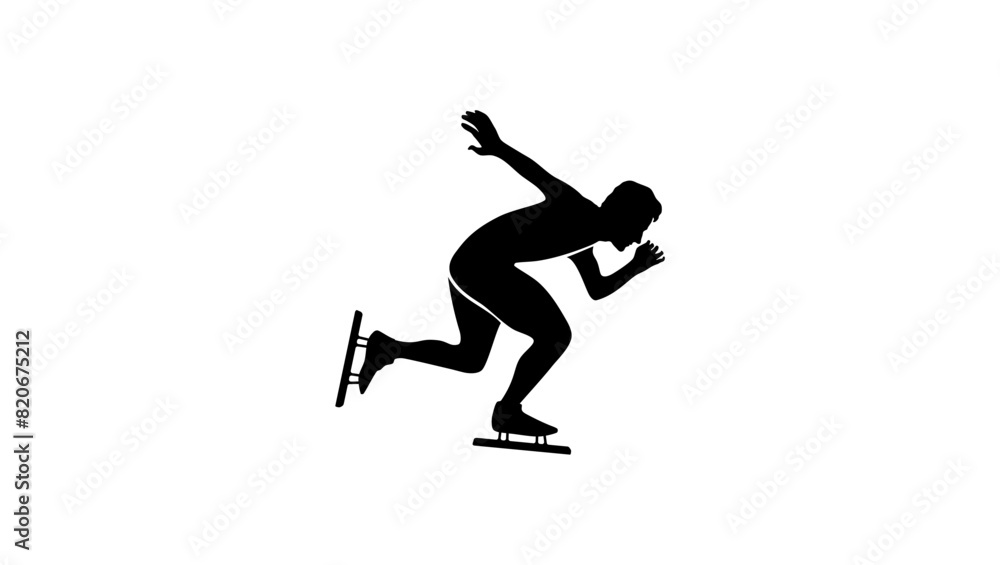 Ice Skating, black isolated silhouette Ice Skating, black isolated silhouette