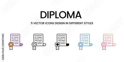 Diploma  Icons different style vector stock illustration