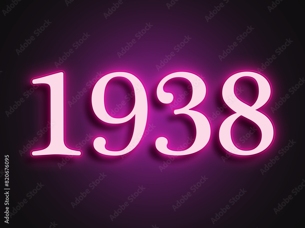 Pink glowing Neon light text effect of number 1938. Pink glowing Neon light text effect of number 1938.