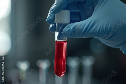 Blood sample for Disease X test. Disease X is the mysterious name given to the very serious threat that unknown viruses pose to human health photo