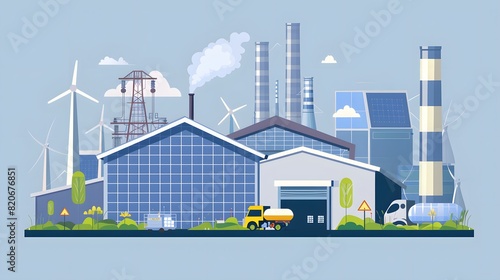 A dramatic view of an Environmental Health and Safety Specialist overseeing a seamless integration of safety measures in an Industry 5.0 smart factory. 3D, Printing, Illustrat, AI.