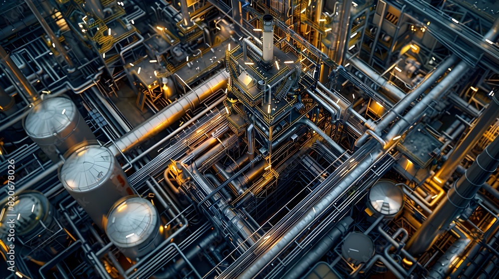 Aerial View of Vibrant Industrial Complex with Variable Speed Drive at the Center Aerial View of Vibrant Industrial Complex with Variable Speed Drive at the Center