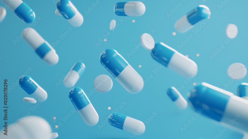 An Array of Floating Pills An Array of Floating Pills