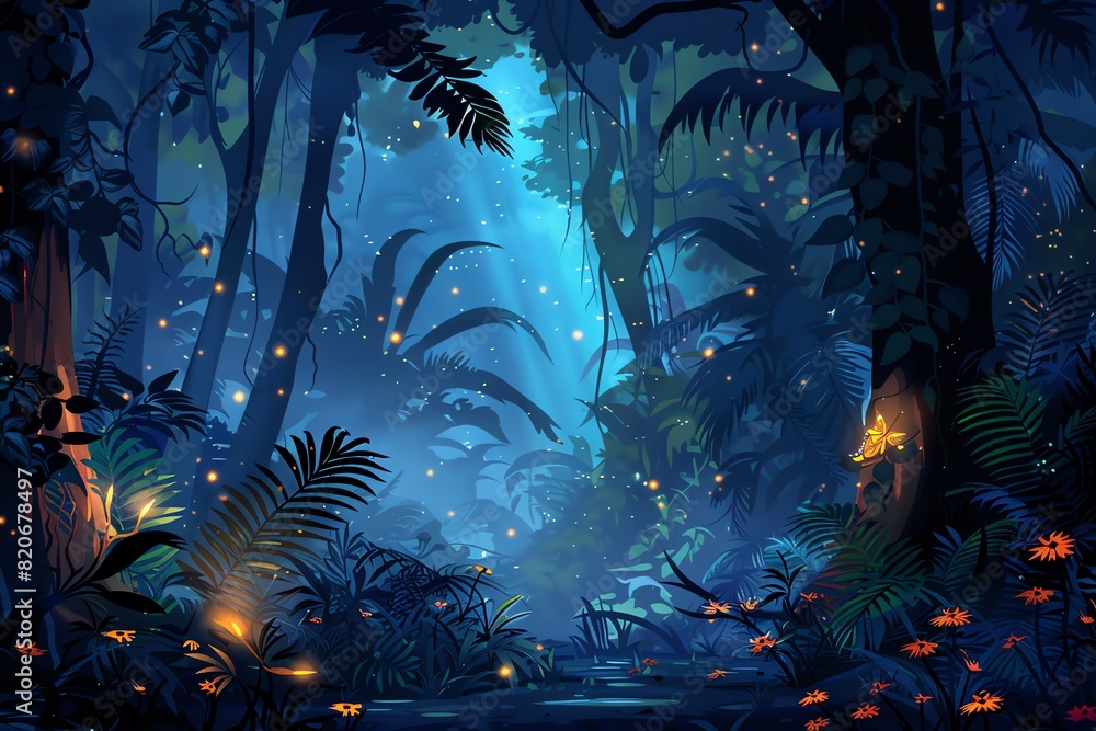Obraz premium fairy painting jungle background scene