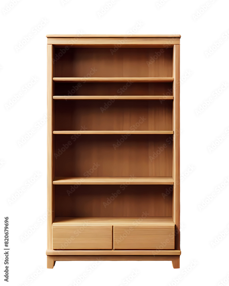 modern wooden bookcase isolated on transparent background modern wooden bookcase isolated on transparent background