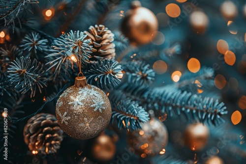 Sparkling holiday decorations on a tree