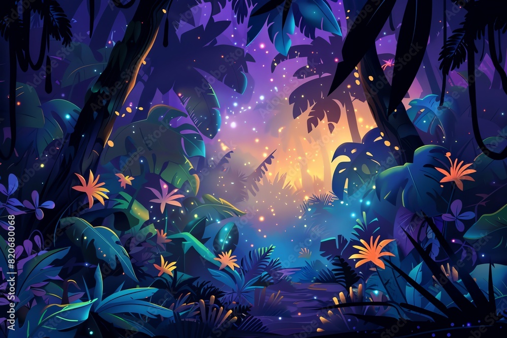 Obraz premium fairy painting jungle background scene