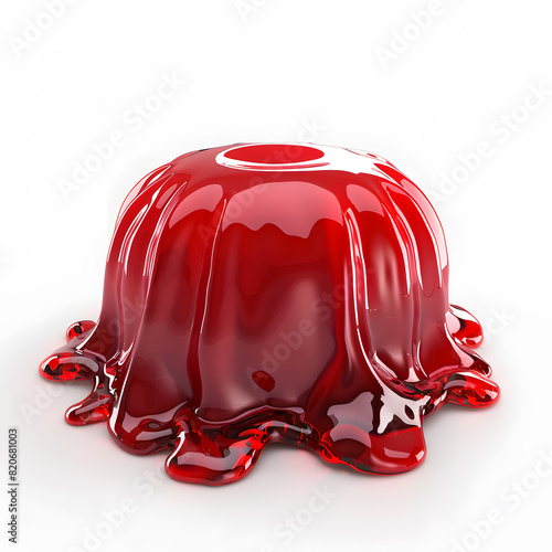 Red Jelly with splash isolated on white  background photo