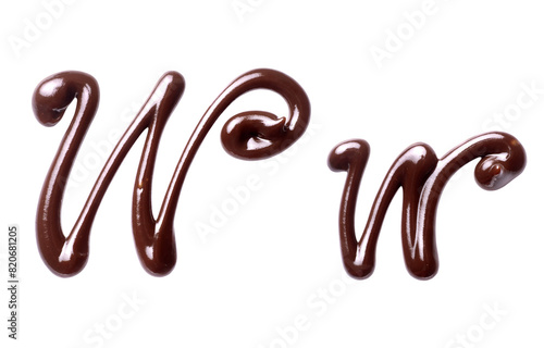 Large and small Letter W of the Latin alphabet made of melted chocolate, isolated on a white background © Krafla