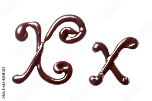 Large and small Letter X of the Latin alphabet made of melted chocolate, isolated on a white background © Krafla