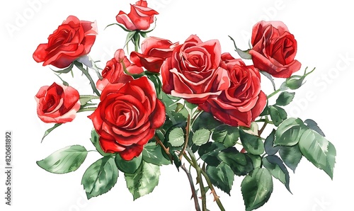 watercolor sketch of a bouquet of vibrant red roses  Generative AI