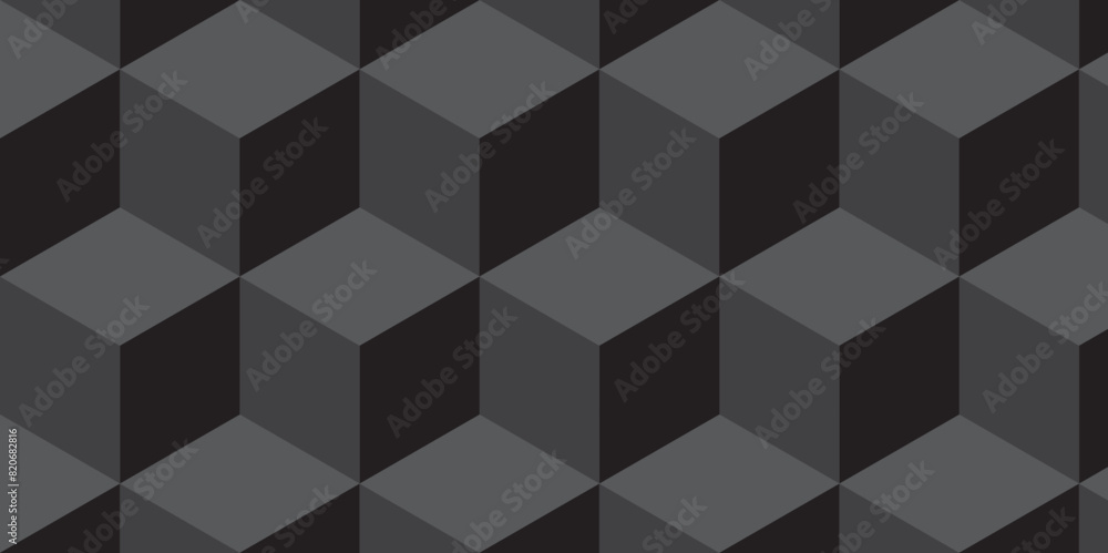 Black background from cubes and lines. Geometric seamless pattern cube. Cubes mosaic shape vector design. Black background from cubes and lines. Geometric seamless pattern cube. Cubes mosaic shape vector design.