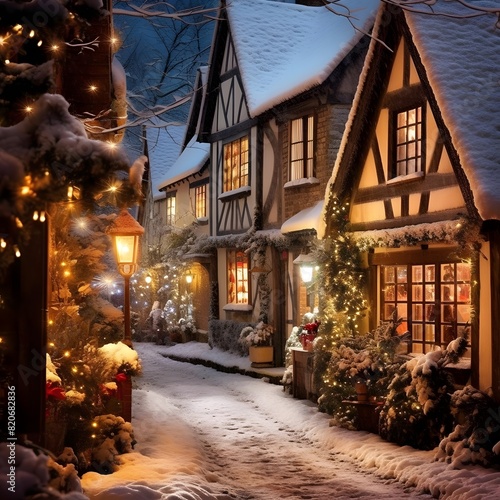 Christmas lights on the streets of a small village in Bavaria  Germany