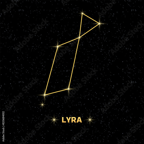 Lyra Constellation Icon. Starry Sky Icon. Flat Style. Vector icon