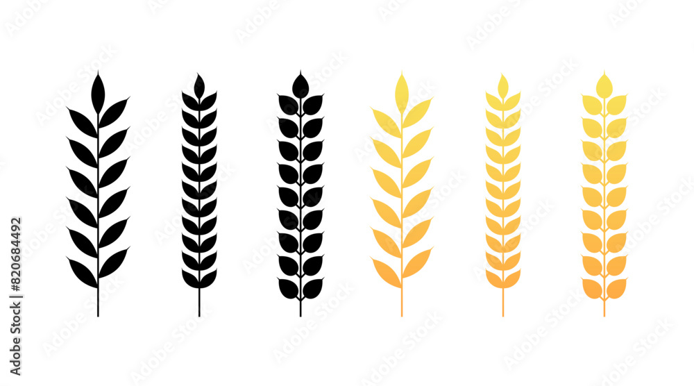 Ear of Wheat Icon Set. Silhouette & Flat Style. Vector icons Ear of Wheat Icon Set. Silhouette & Flat Style. Vector icons