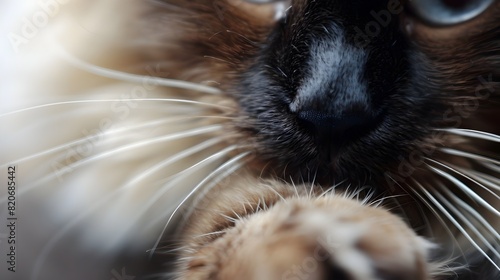 Soft Focus Ragdoll Cats Affectionate Claw Detail in Dreamy Lighting generative ai photo