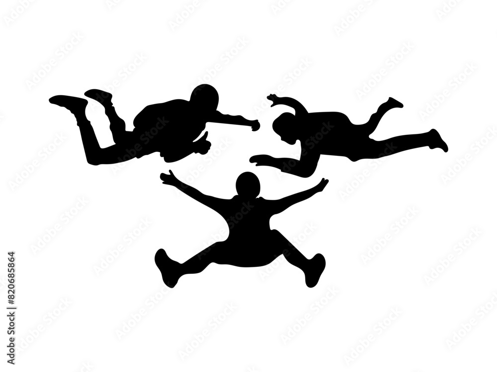 skydiver silhouette. skydiving jump. good use for symbols, logos, mascots, icons, signs, web, or any design you want.