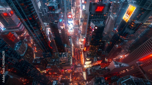 Captivating Cityscape at Dusk:Blending Tradition and Innovation in a Mesmerizing Aerial View of a Bustling Metropolis