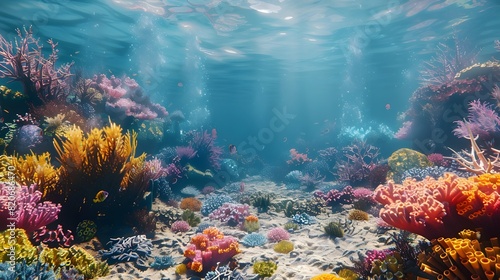 Captivating Underwater Panorama of Vibrant Coral Reefs and Exotic Marine Life © Kwanjira