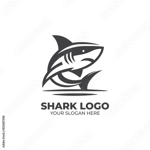 Simple Monogram Logo Design of Shark