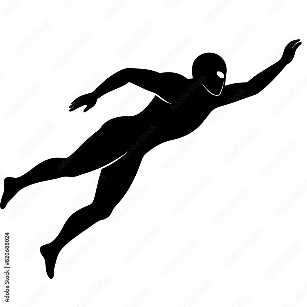 Fototapeta premium A Swimmer swimming pose vector silhouette white background
