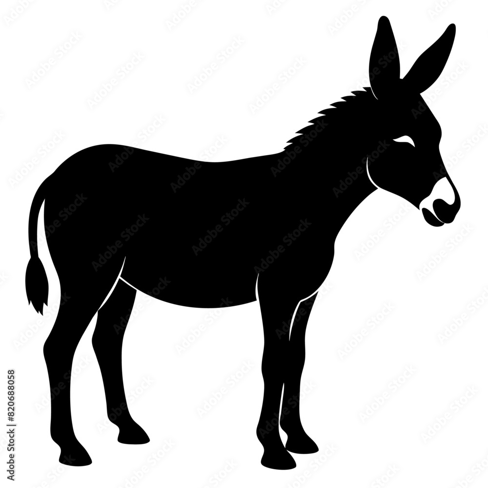 Fototapeta premium donkey Standing pose vector silhouette black color illustration