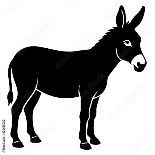 donkey Standing pose vector silhouette black color illustration