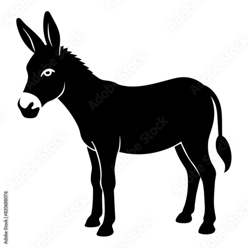 donkey Standing pose vector silhouette black color illustration