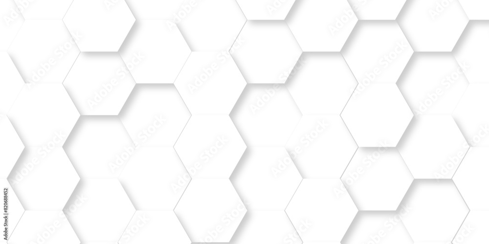 Naklejka premium Abstract white background with hexagons. Abstract hexagon polygonal pattern background vector. seamless bright white abstract honeycomb background.