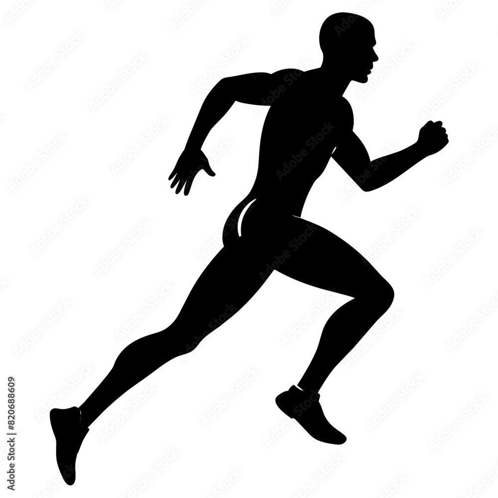 Marathon run, a man running vector silhouette, white background Marathon run, a man running vector silhouette, white background