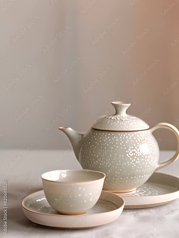 Aesthetic teapots and teacups in minimalist style Aesthetic teapots and teacups in minimalist style
