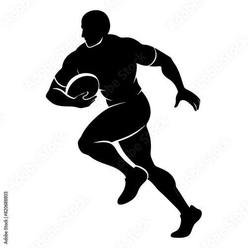 Rugby Sports player running vector silhouette black color illustration